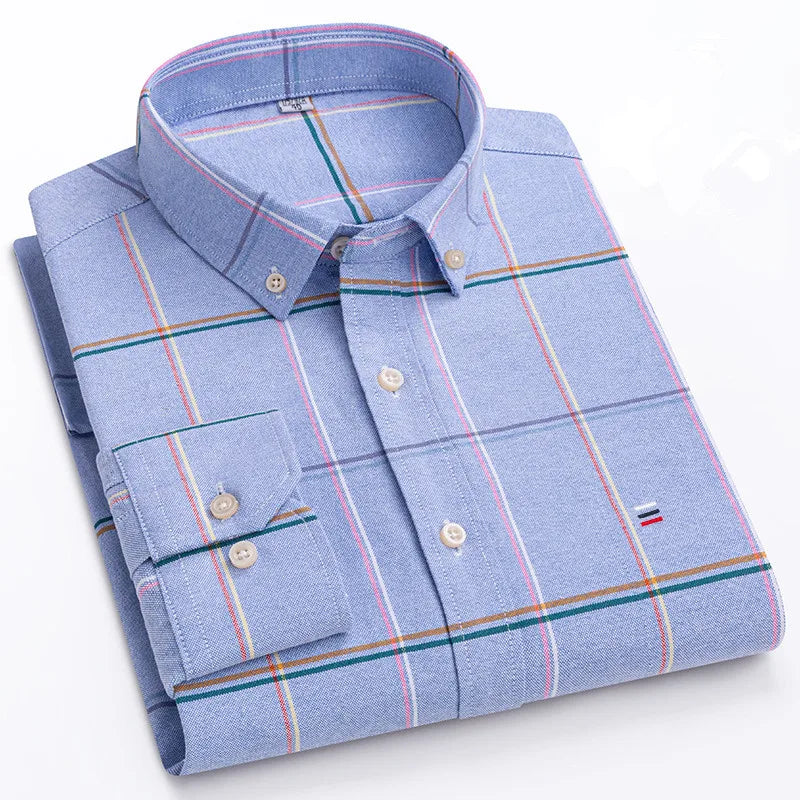 CAMISA MASCULINA XADREZ AZUL MANGA LONGA