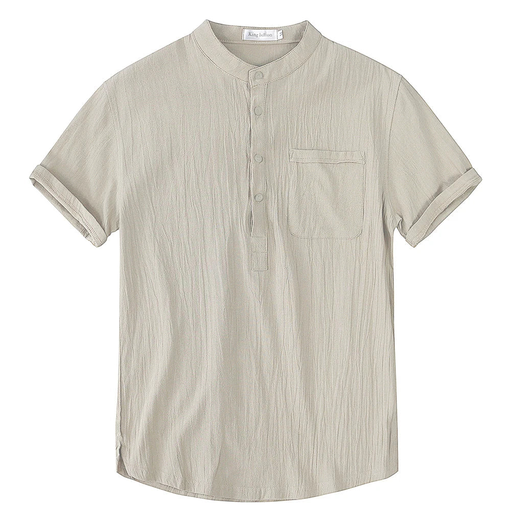 CAMISA DE LINHO MASCULINA MANGA CURTA