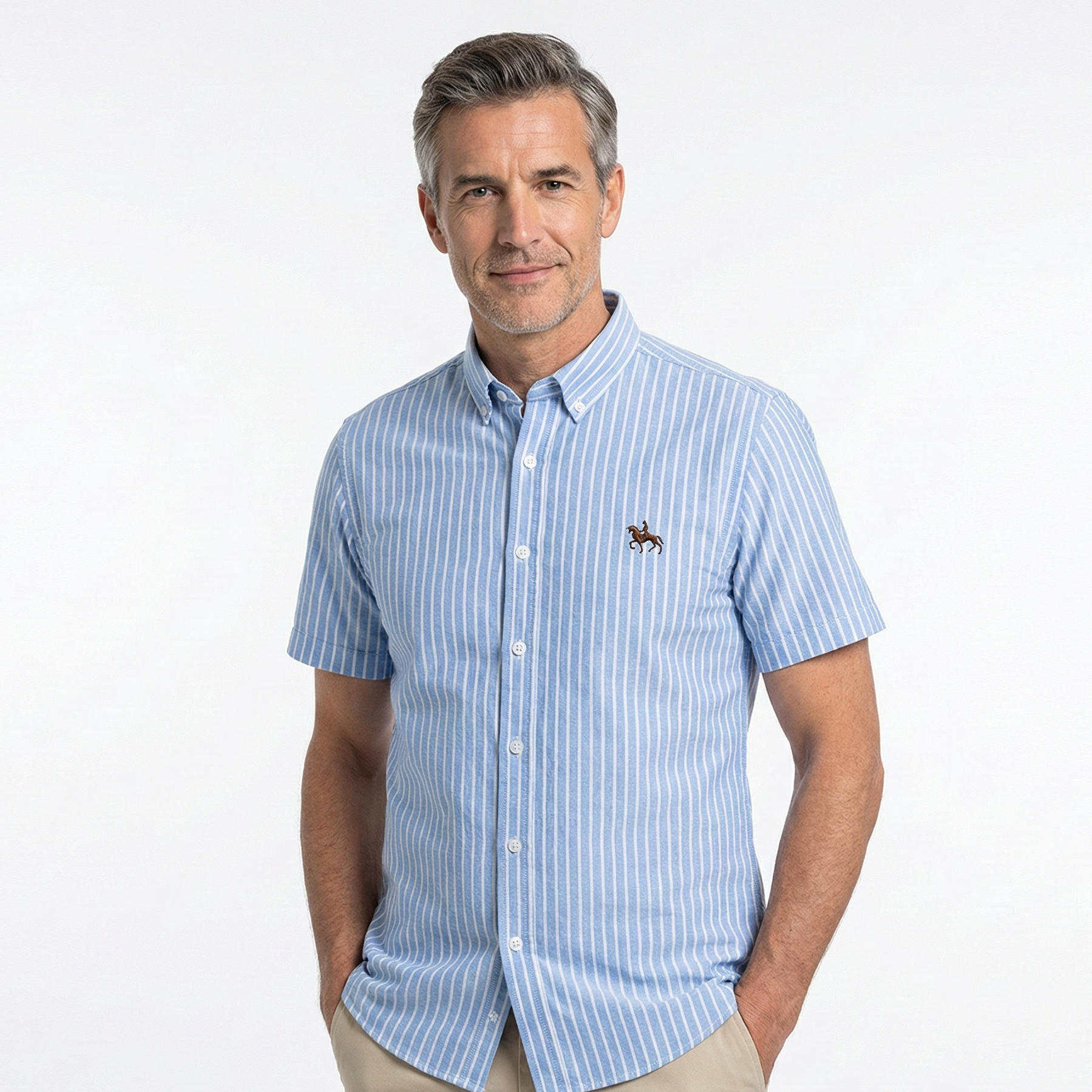 CAMISA MASCULINA LISTRADA MANGA CURTA